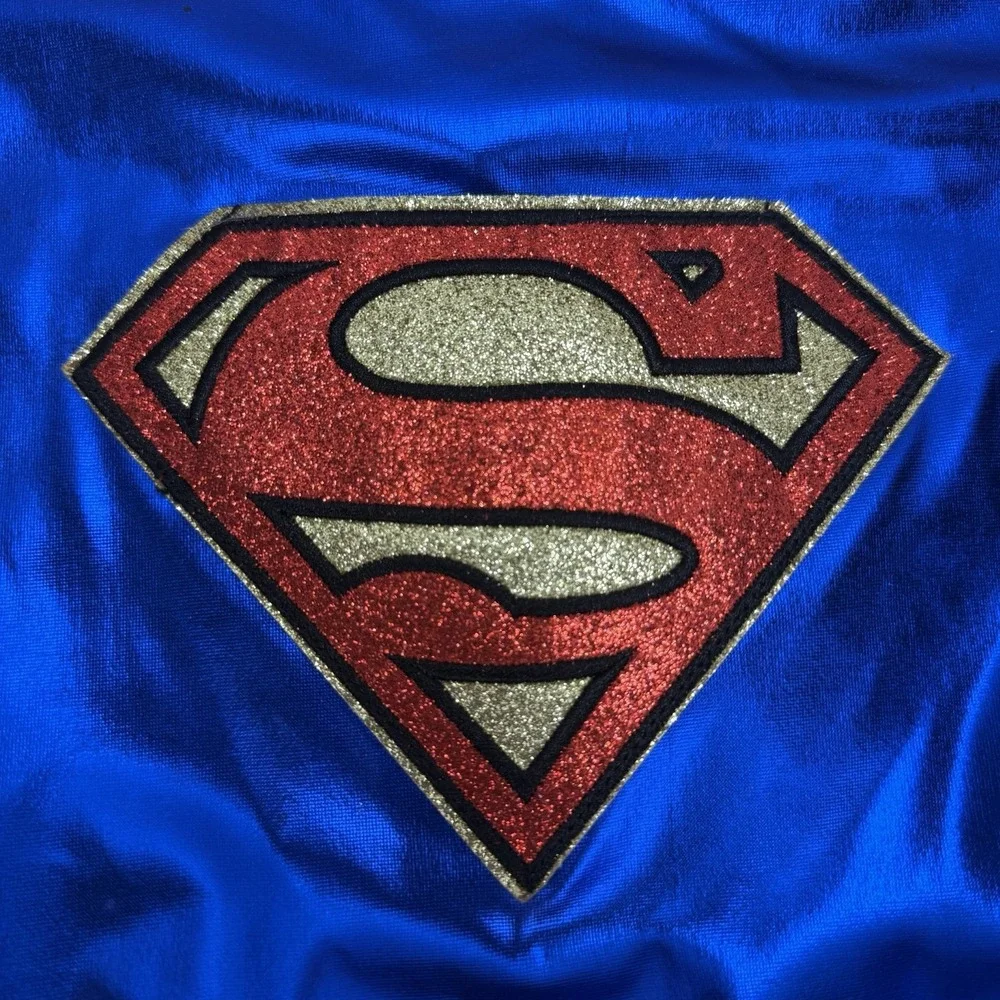 DC Superheroes Supergirl YL Costume Cosplay Dress, Belt, Cape & Armbands